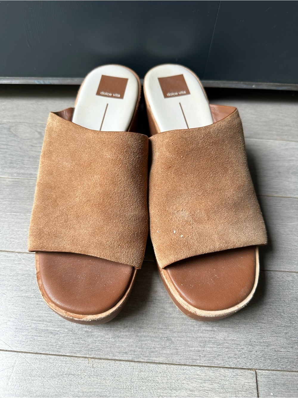 Women’s Dolce Vita Dorado Brown Suede Clog Sandal Wedge Heel Summer Size 9.5